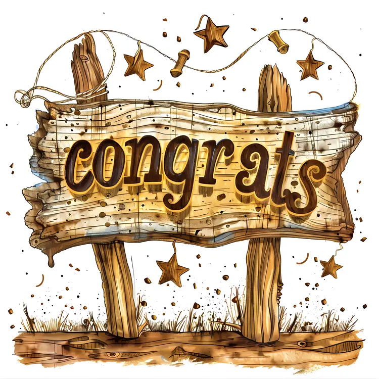 Rustic Congrats Sign with Stars