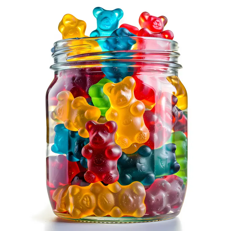 Colorful Gummy Bears in a Jar