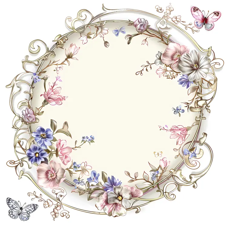 Elegant Butterfly Floral Frame