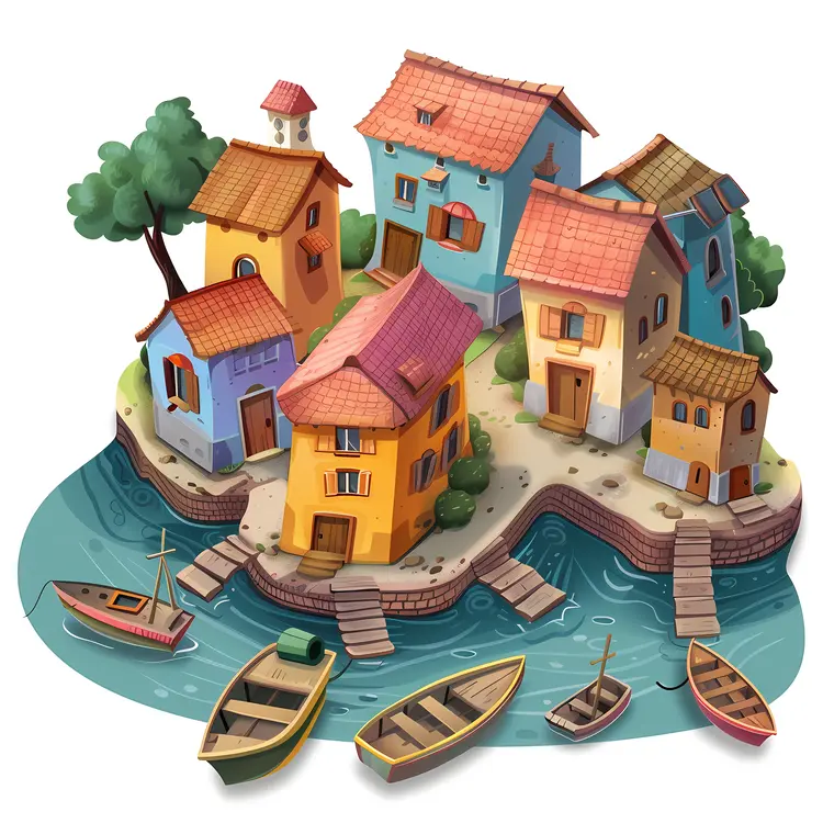 Colorful Houses by the Water