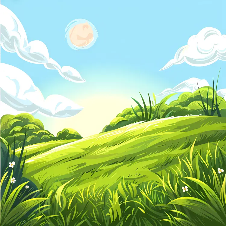 Sunny Day in Grass Field
