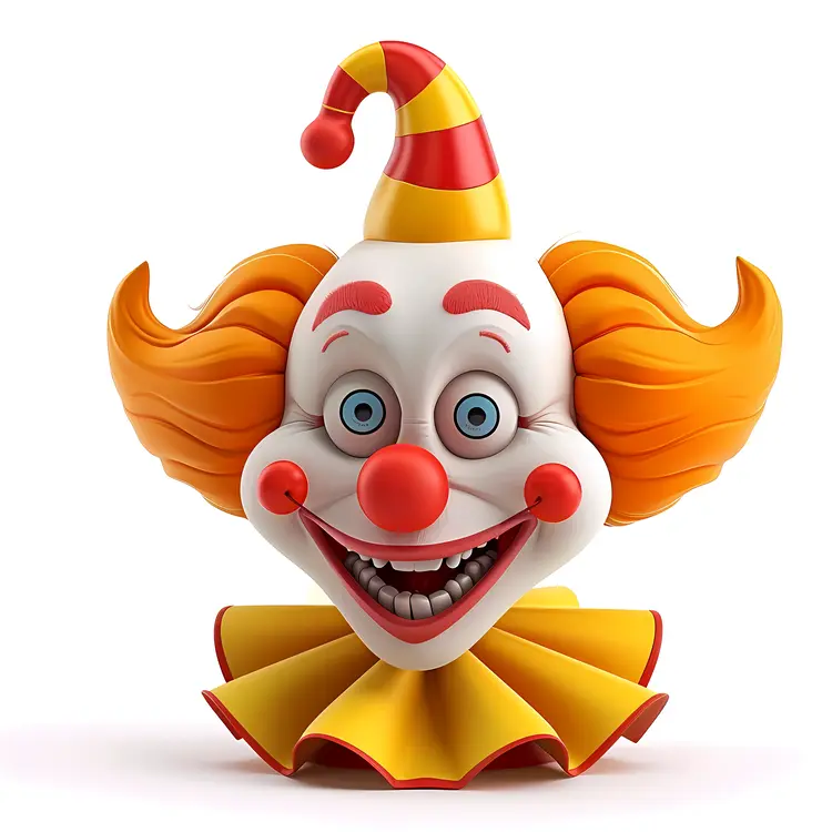 Clown with Red Hair and Yellow Collar