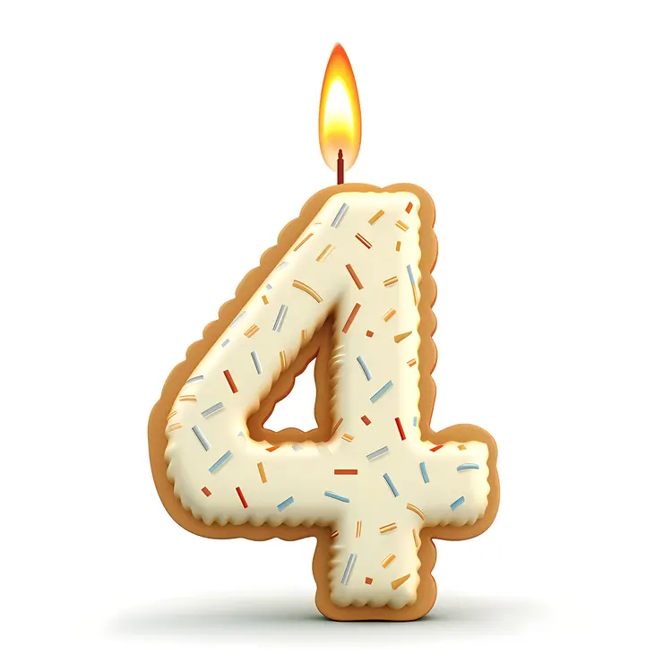 Colorful Number 4 Birthday Candle