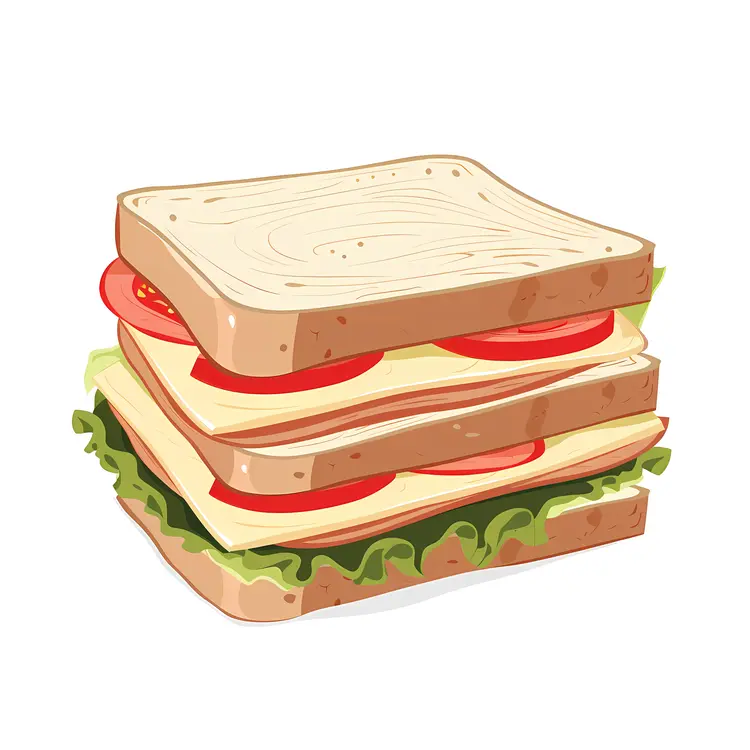 Triple Layer Sandwich with Tomato and Lettuce