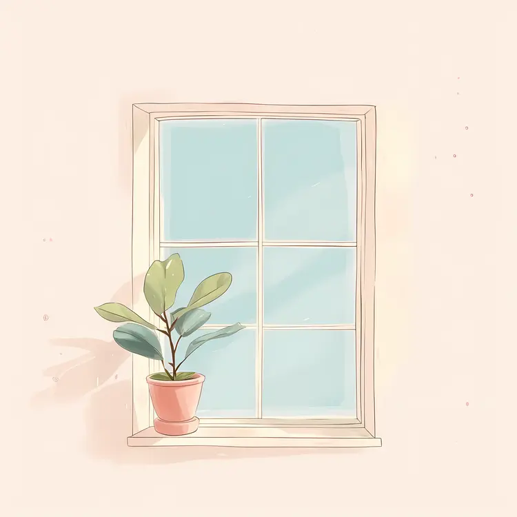 Minimalist Window with Potted Plant