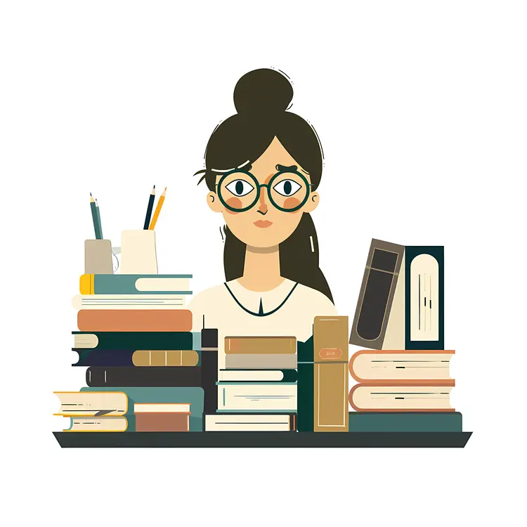 Girl with Books and Stationery