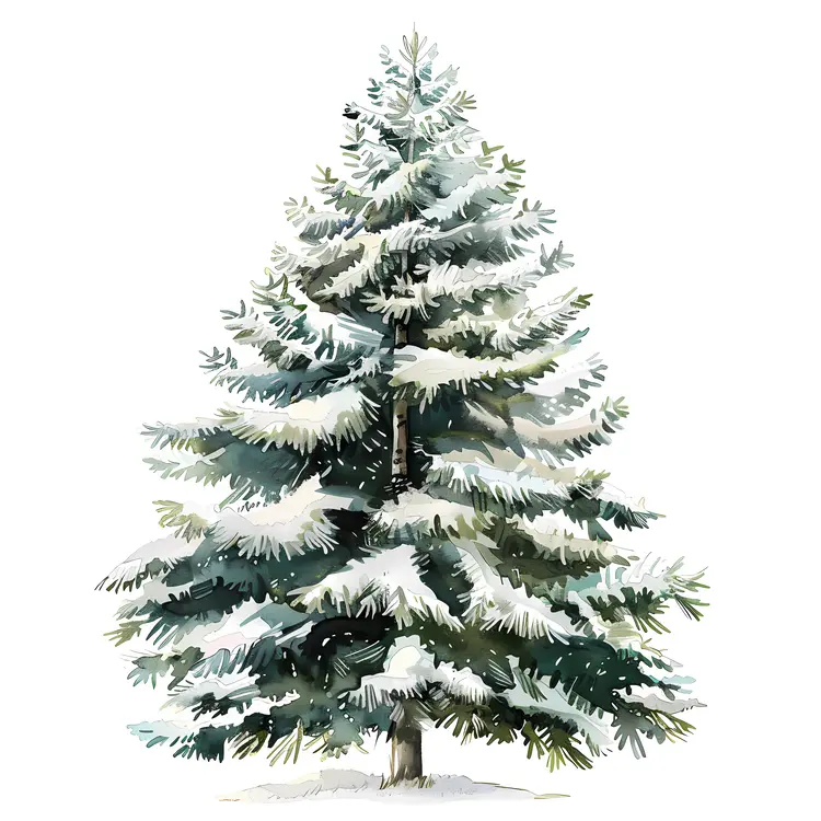 Snow-covered Pine Tree Illustration
