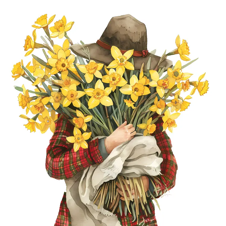 Person Holding a Bouquet of Daffodils