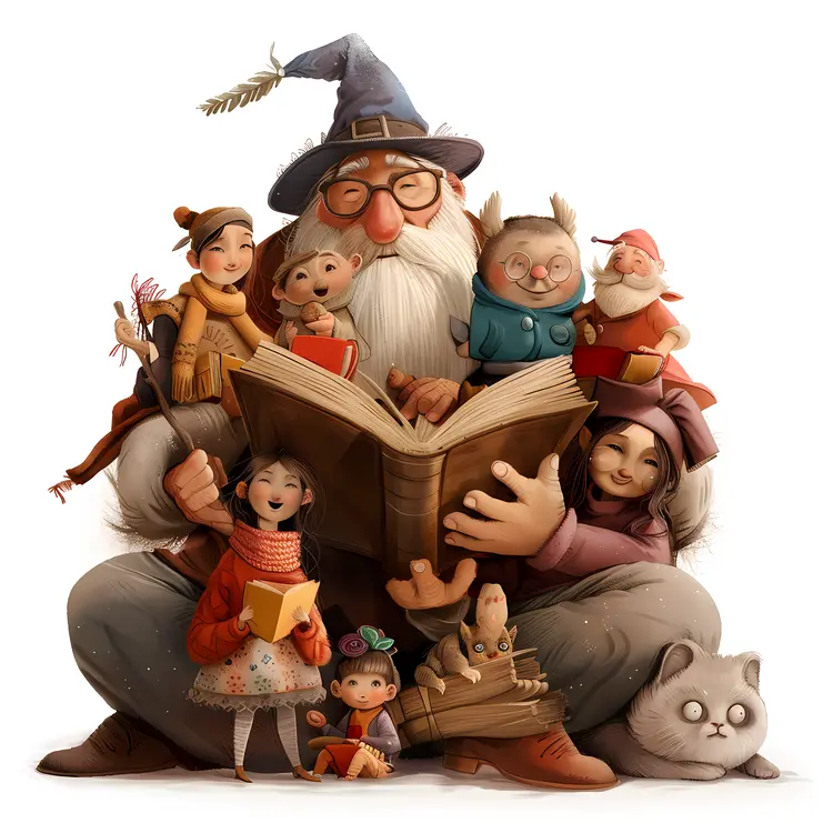 Wizard Reading a Book to Children