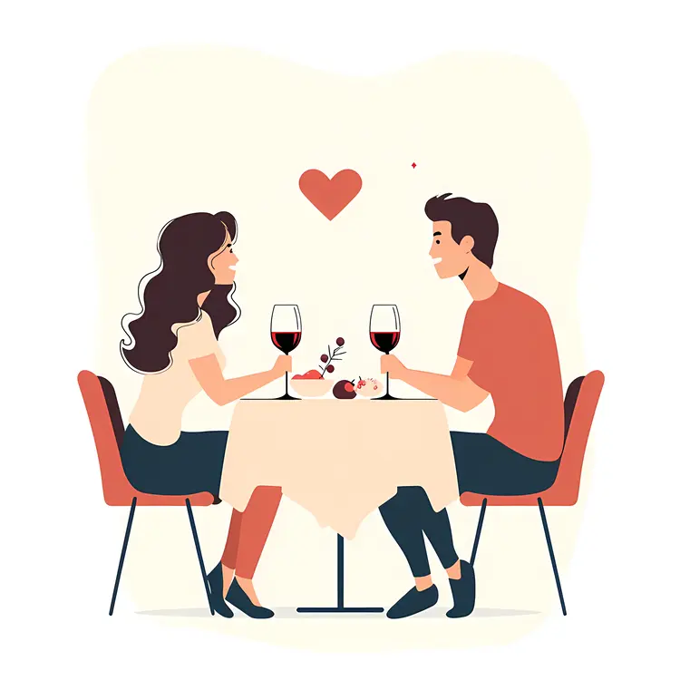 Romantic Couple Dining with Wine
