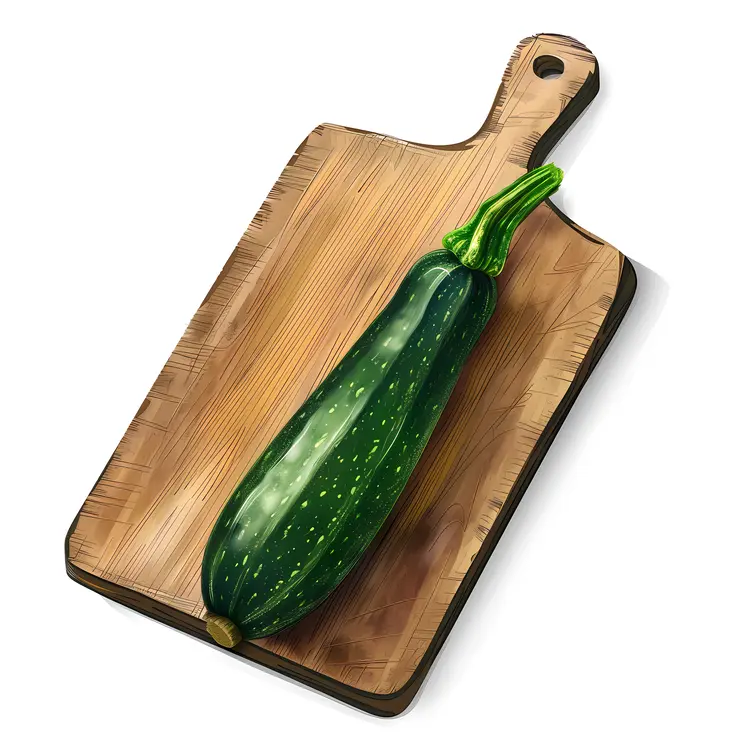 Green Zucchini on a Cutting Board