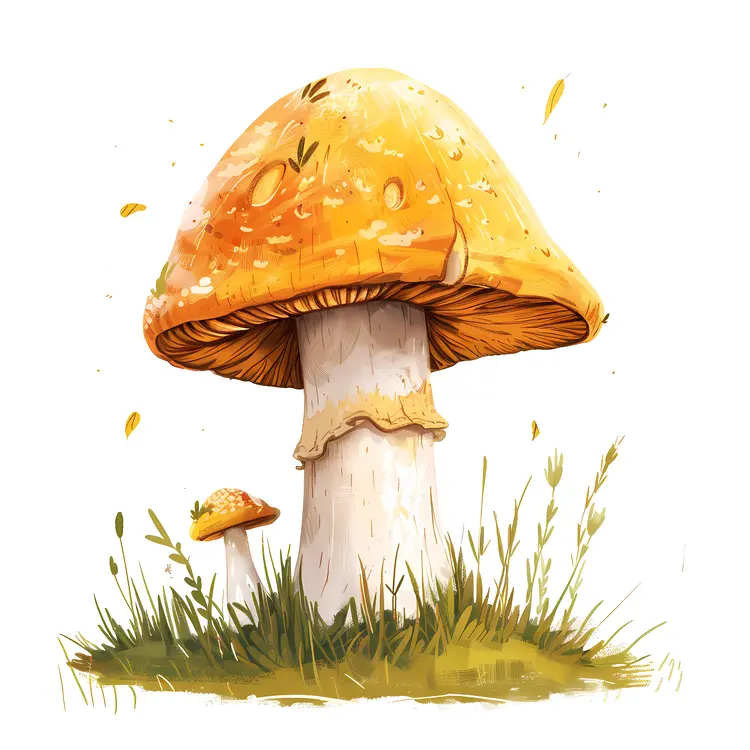 Orange Mushroom in Grass