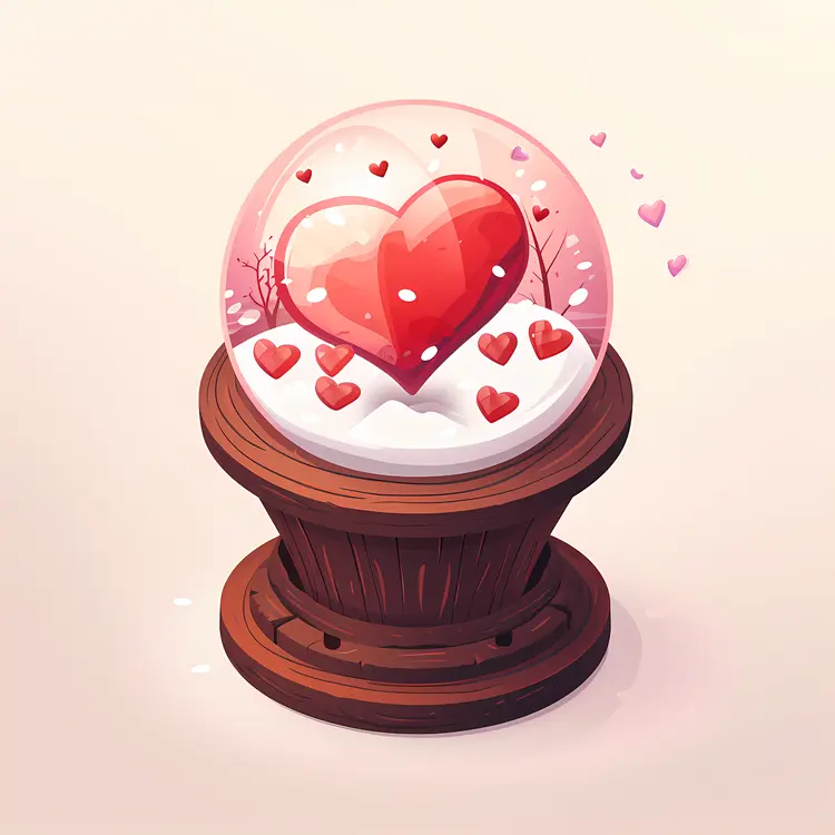 Heart Snow in Snow Globe