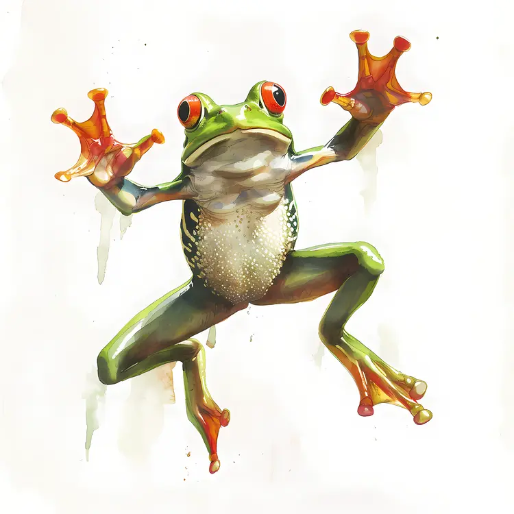 Colorful Tree Frog Climbing