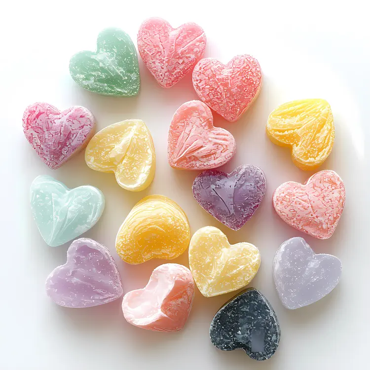 Textured Heart-shaped Soaps in Various Colors