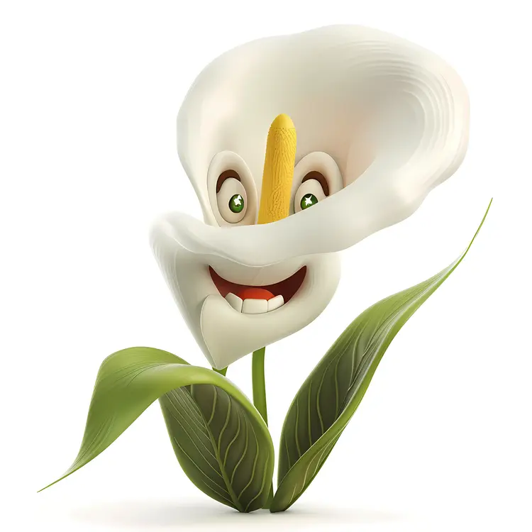 White Flower with Green Leaves