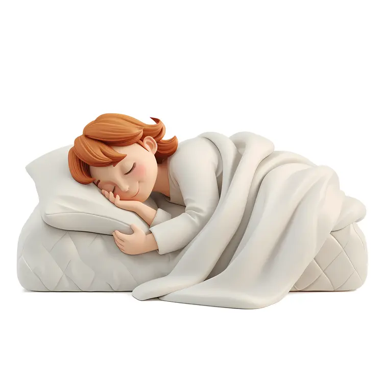 Sleeping Child on Bed with Pillow