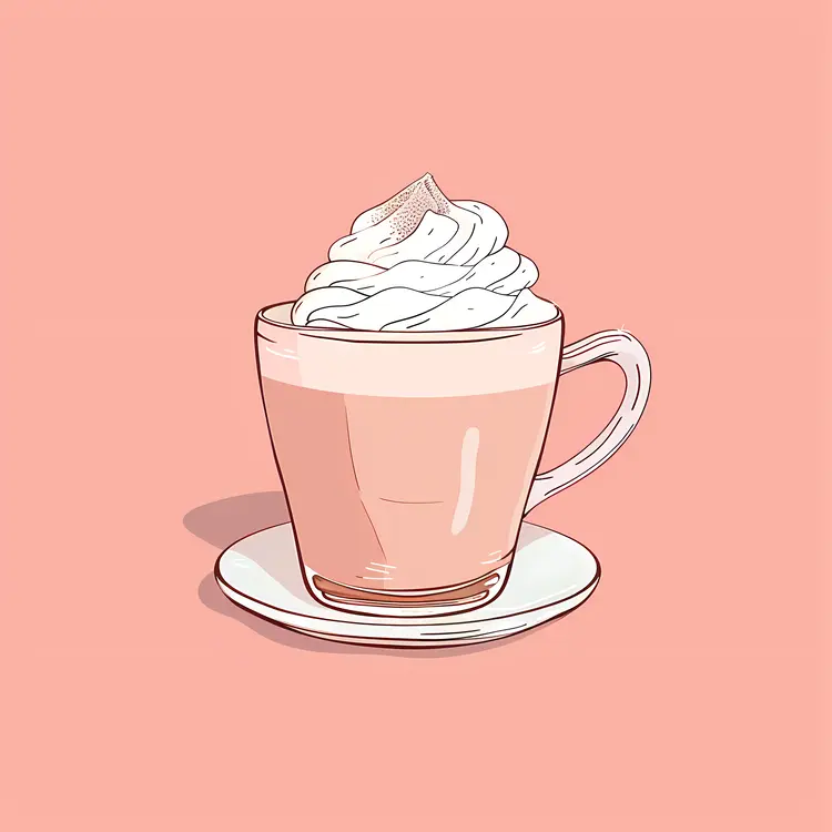 Hot Chocolate with Whipped Cream in Pink Cup