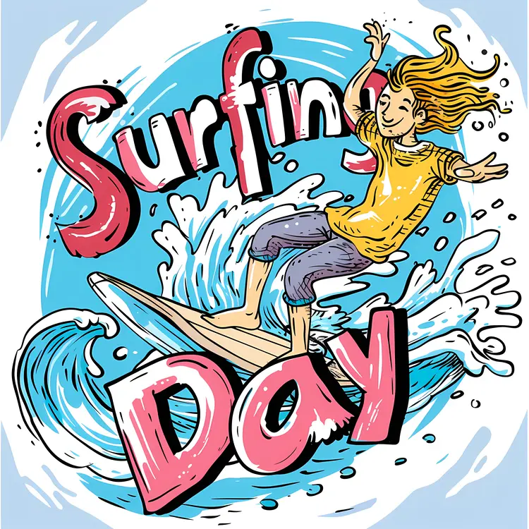 Surfing Day Cartoon
