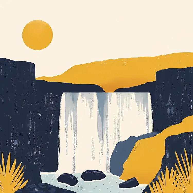 Peaceful Waterfall with Sun