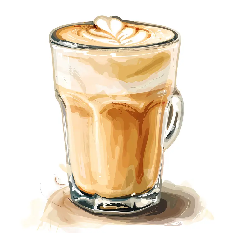 Latte in a Glass with Foam Art