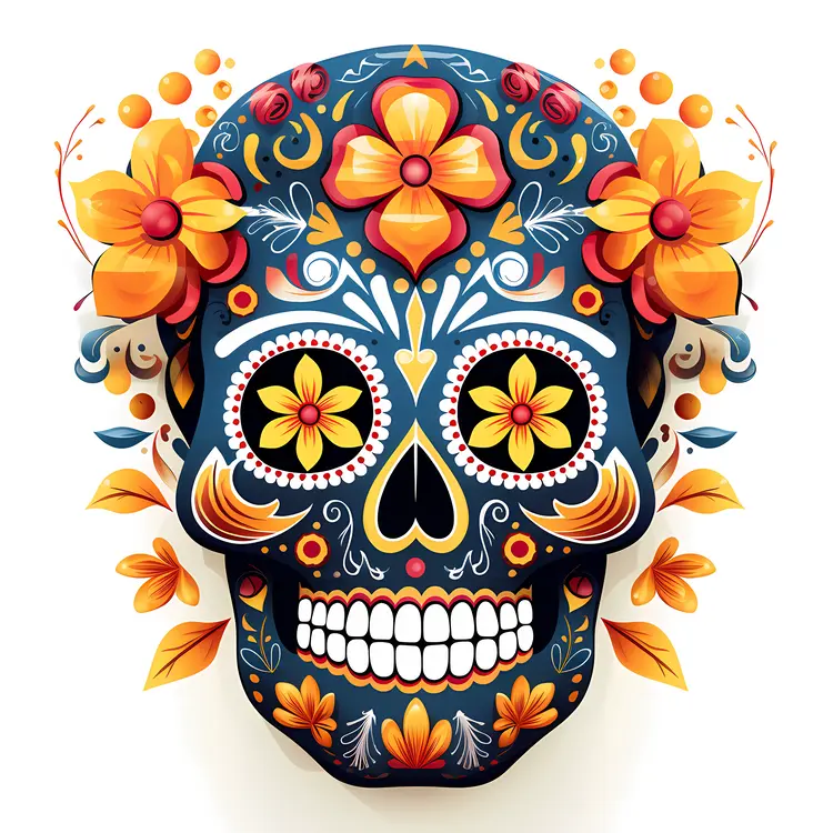 Colorful Decorative Skull for Day of the Dead