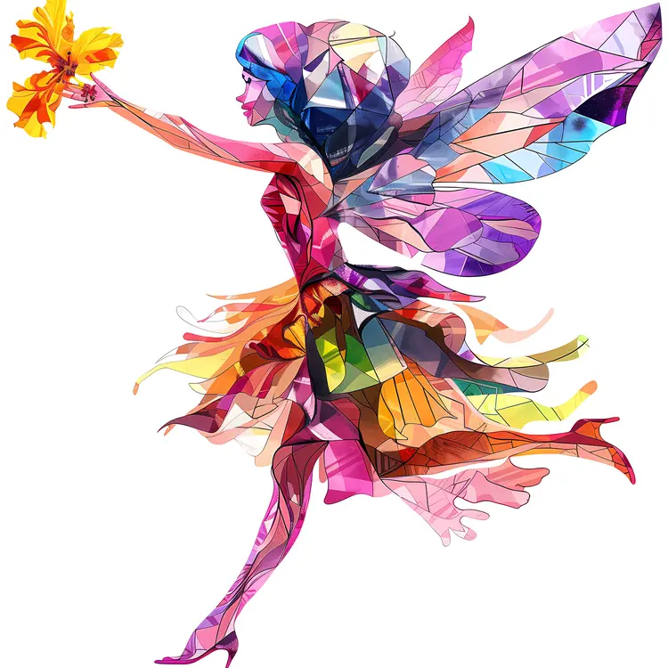 Colorful Fairy with Flower Illustration