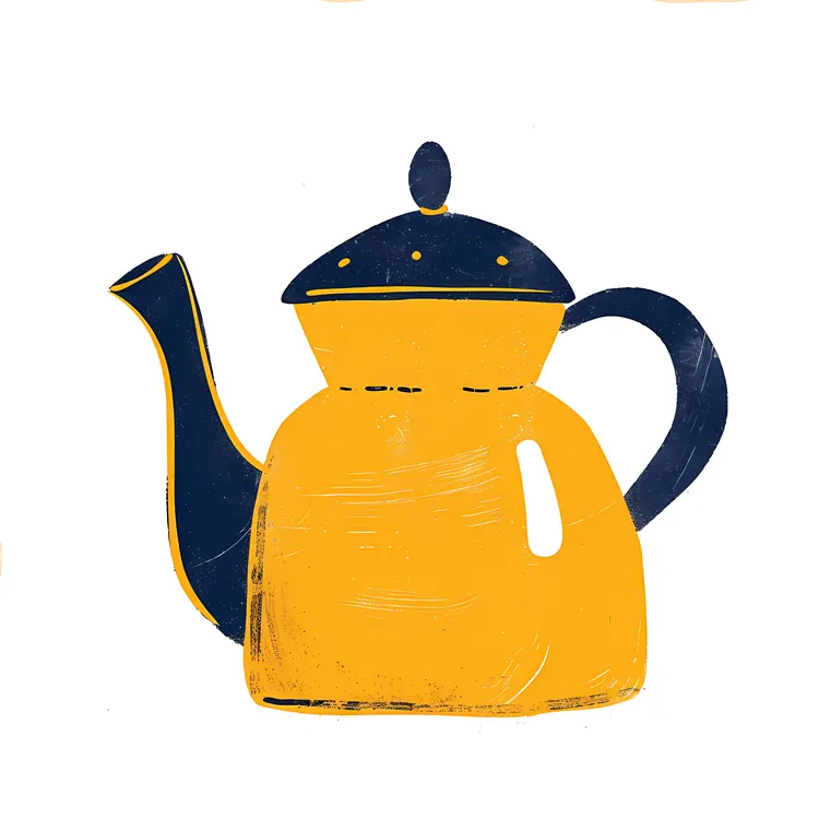 Yellow Teapot with Blue Lid and Handle