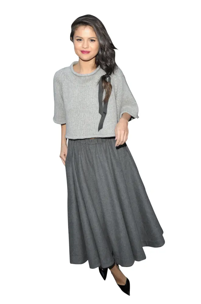 Elegant Woman in Grey Outfit