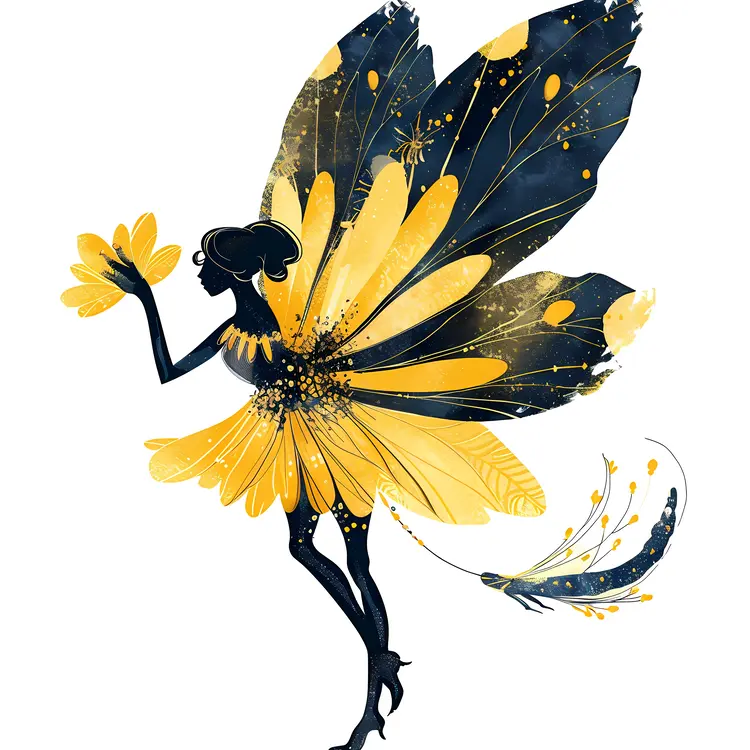 Yellow Fairy Dancing with a Flower