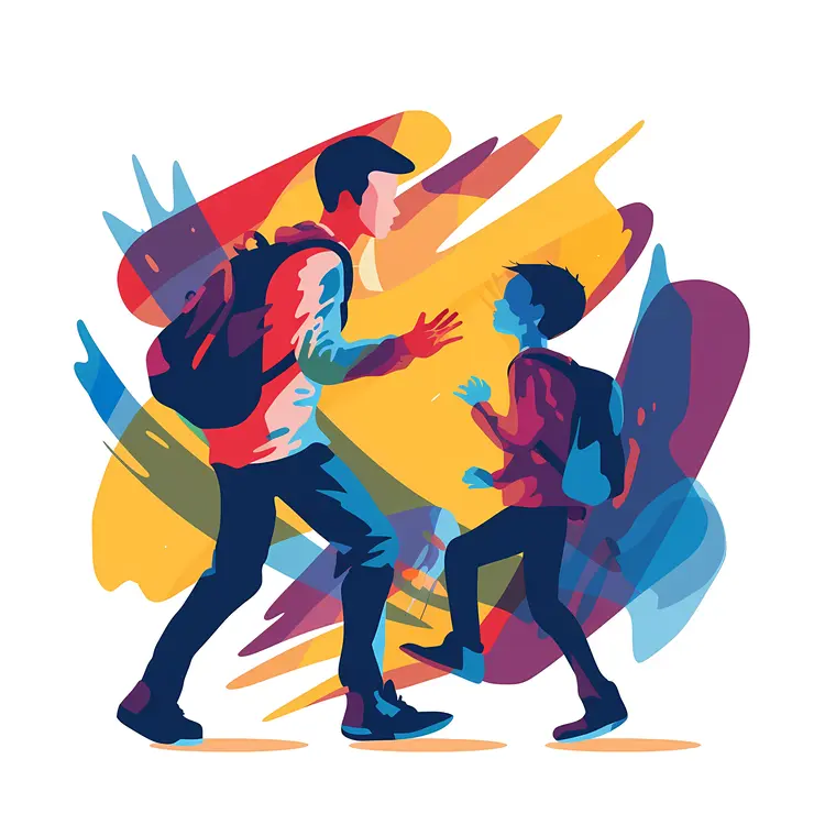 Kids Fighting with Colorful Background