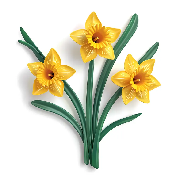 Three Yellow Daffodils