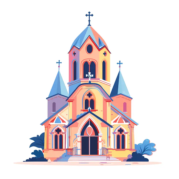 Illustration of a Colorful Church