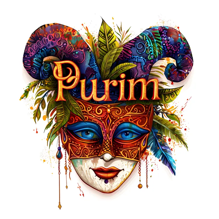 Decorative Mask with Purim Text
