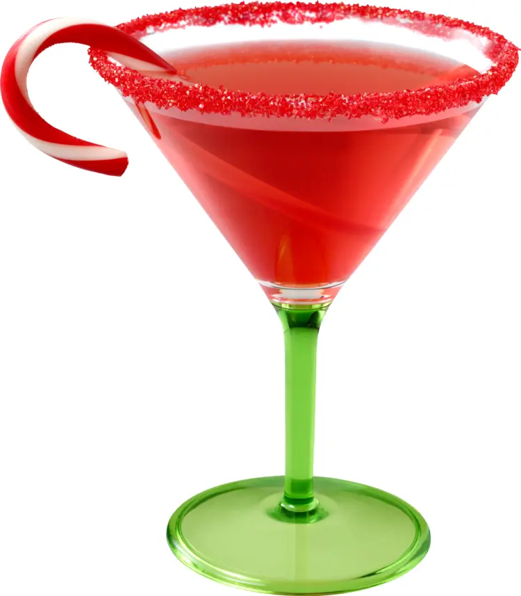 Festive Red Cocktail with Candy Cane