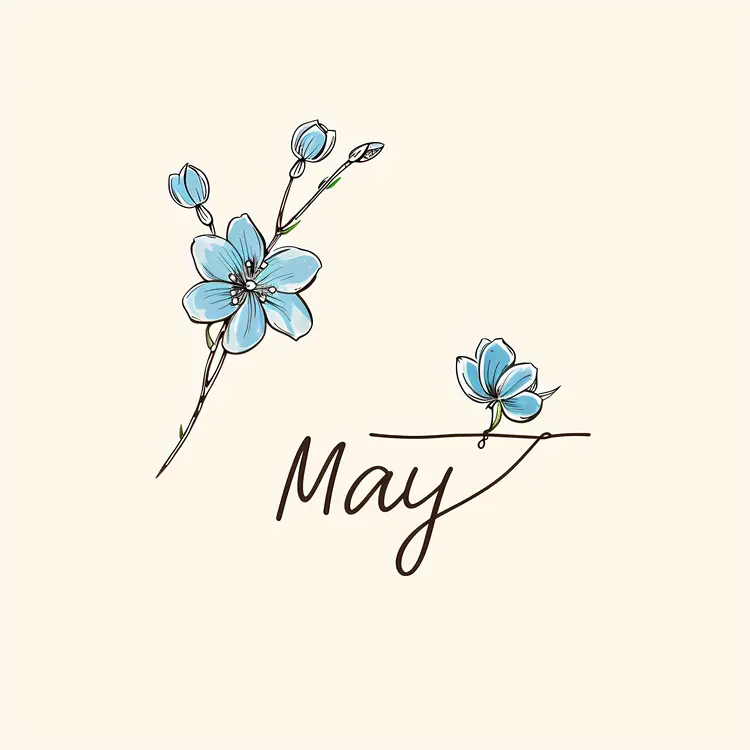May with Blue Flowers and Buds