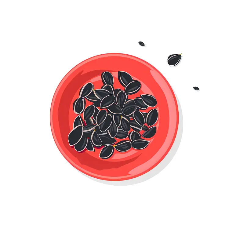 Black Sunflower Seeds in Red Bowl