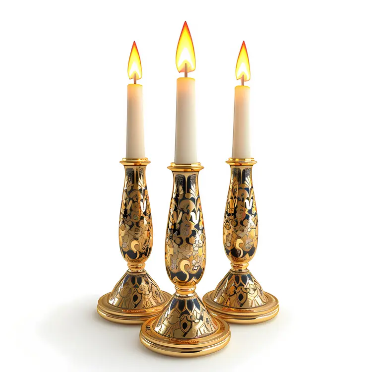 Elegant Gold and Black Decorative Candles