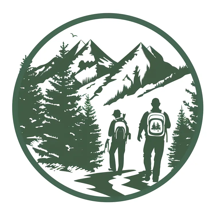 Two Hikers in Mountain Landscape