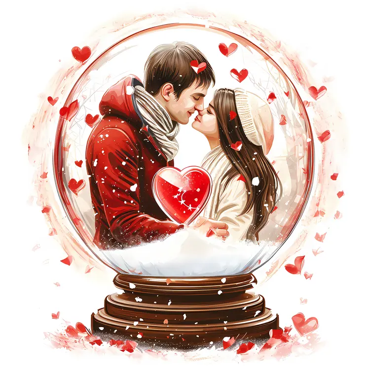Romantic Couple in Snow Globe