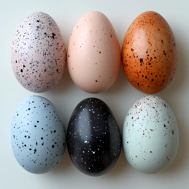 Colorful Speckled Eggs in Various Shades