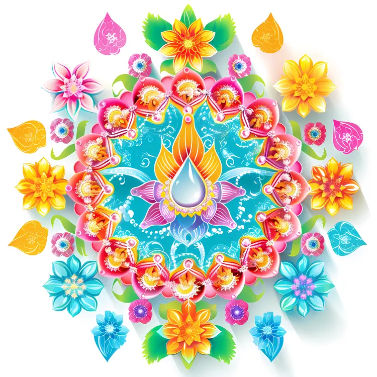 Colorful Mandala with Flowers