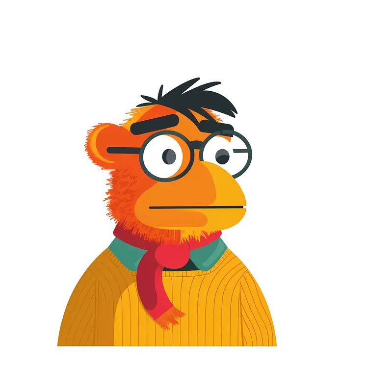 Orange Cartoon Character with Glasses