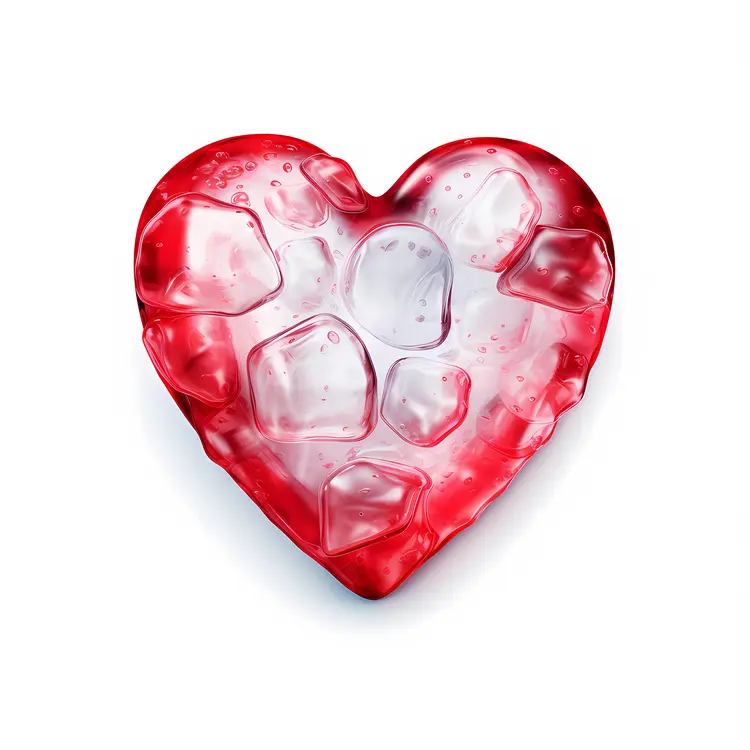 Red Heart with Ice Cubes