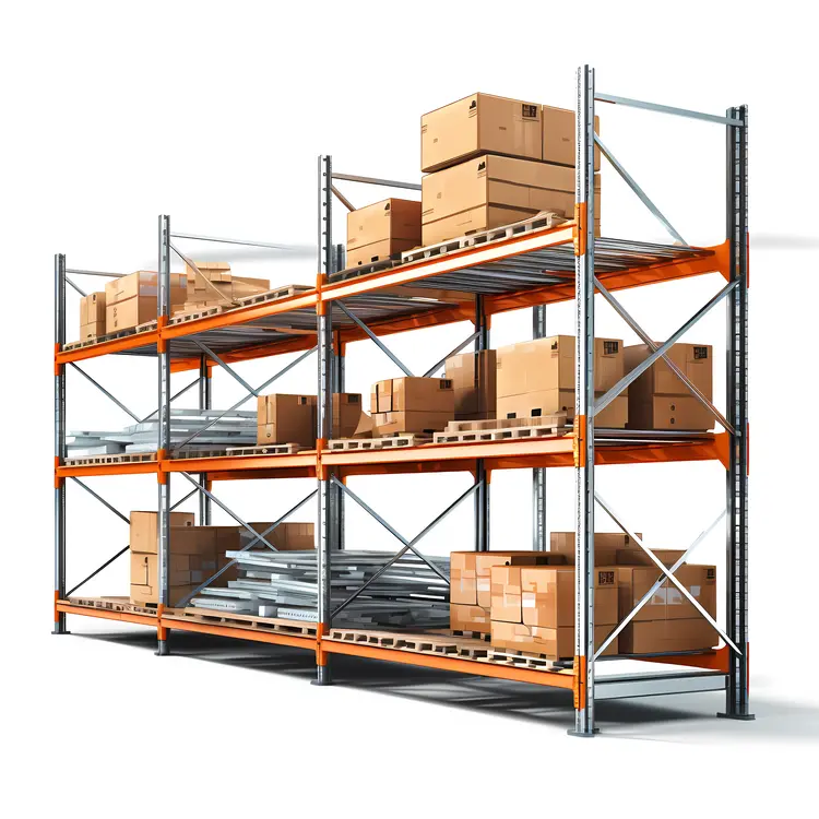 Warehouse Shelves with Packed Boxes