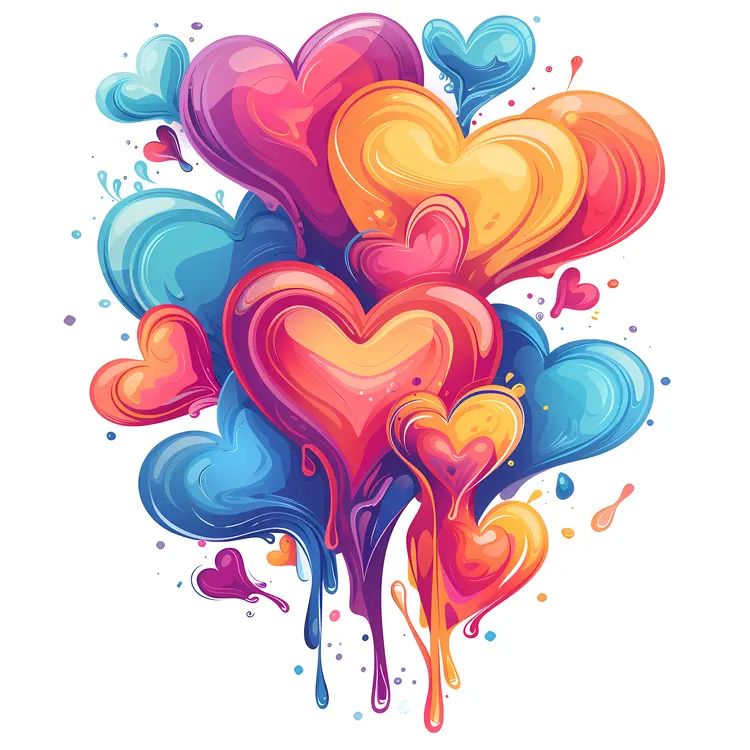 Colorful Hearts Illustration