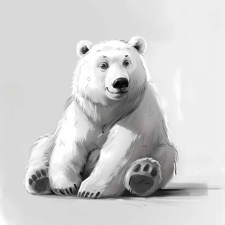 Sitting Cartoon Polar Bear