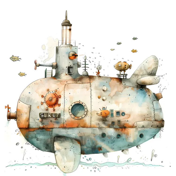Vintage Submarine Illustration