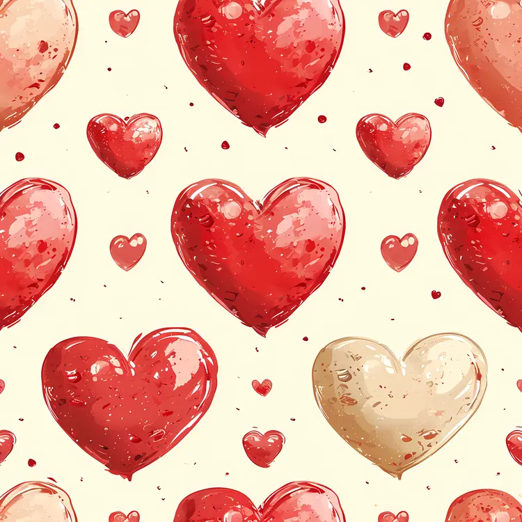 Pattern of Red and Beige Hearts