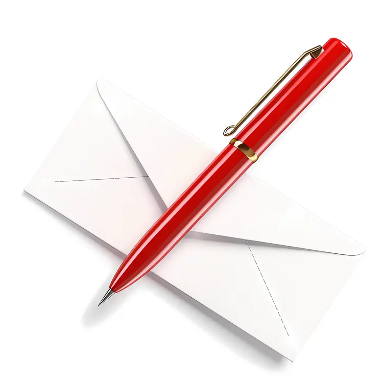 Red Pen on White Envelope